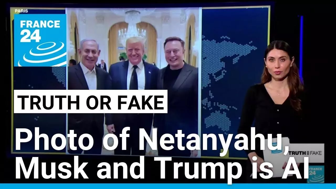 AI-Generated Image of Elon Musk, Donald Trump, and Benjamin Netanyahu Discussed on FRANCE 24 English